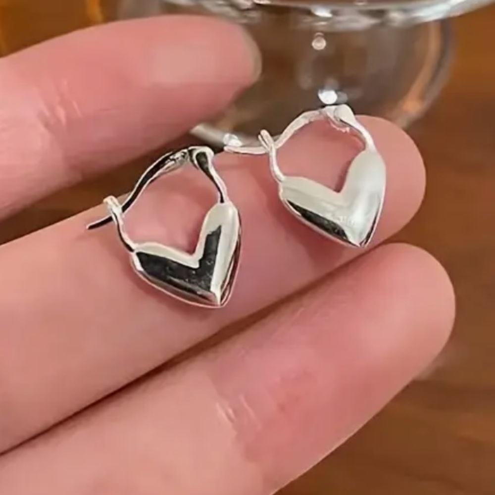 255- Pair Of 925 Sterling Silver Heart-shaped - Picture 5 of 6